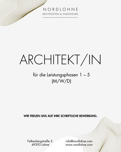 Architekt (m/w/d) LPH 1-5 bei Nordlohne in Lohne gesucht! Entwerfe Industrie-, Verwaltungs- & öffentliche Bauprojekte in 3D (BIM)