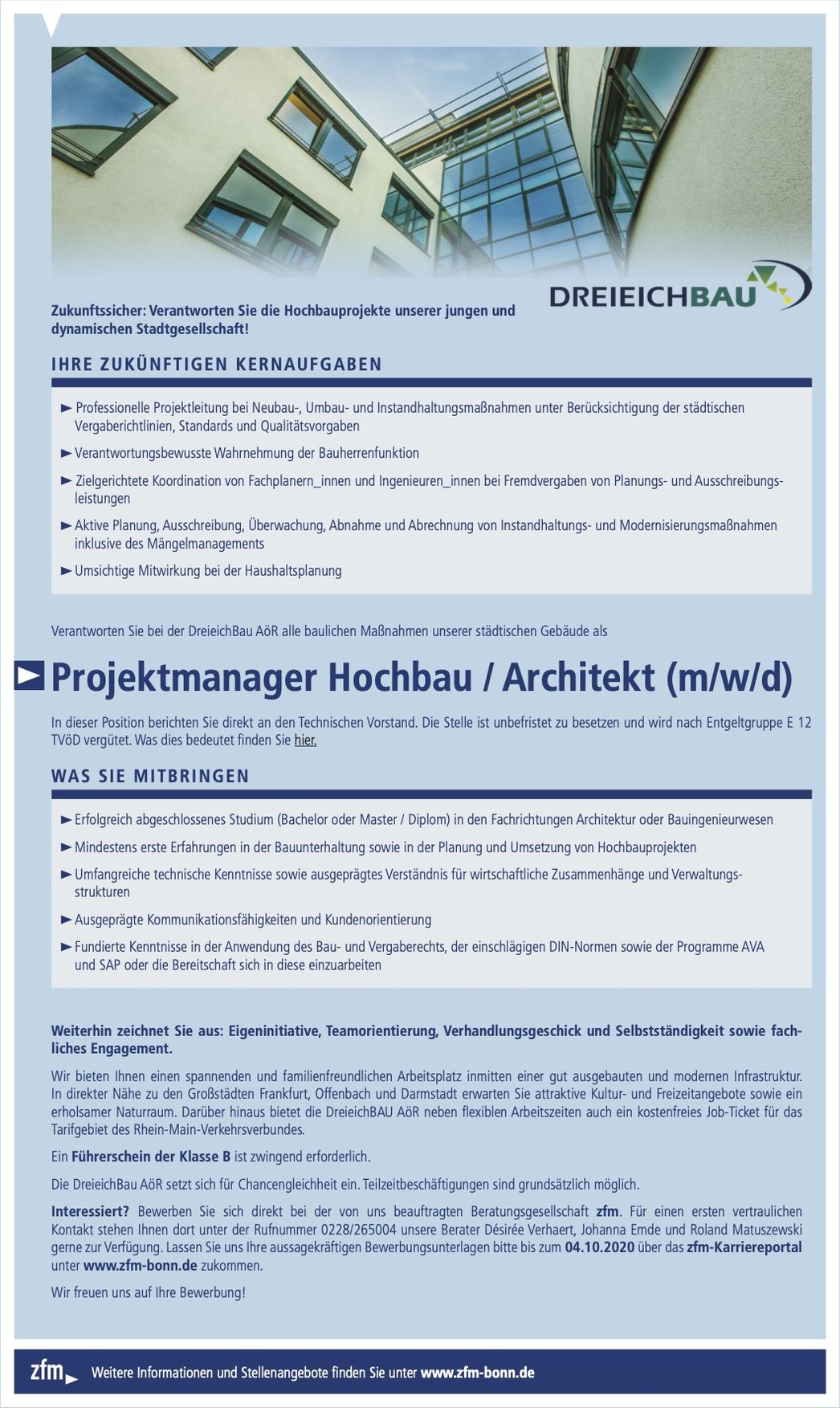 Projektmanager Hochbau / Architekt (m/w/d) Projektmanager Hochbau / Architekt (m/w/d)