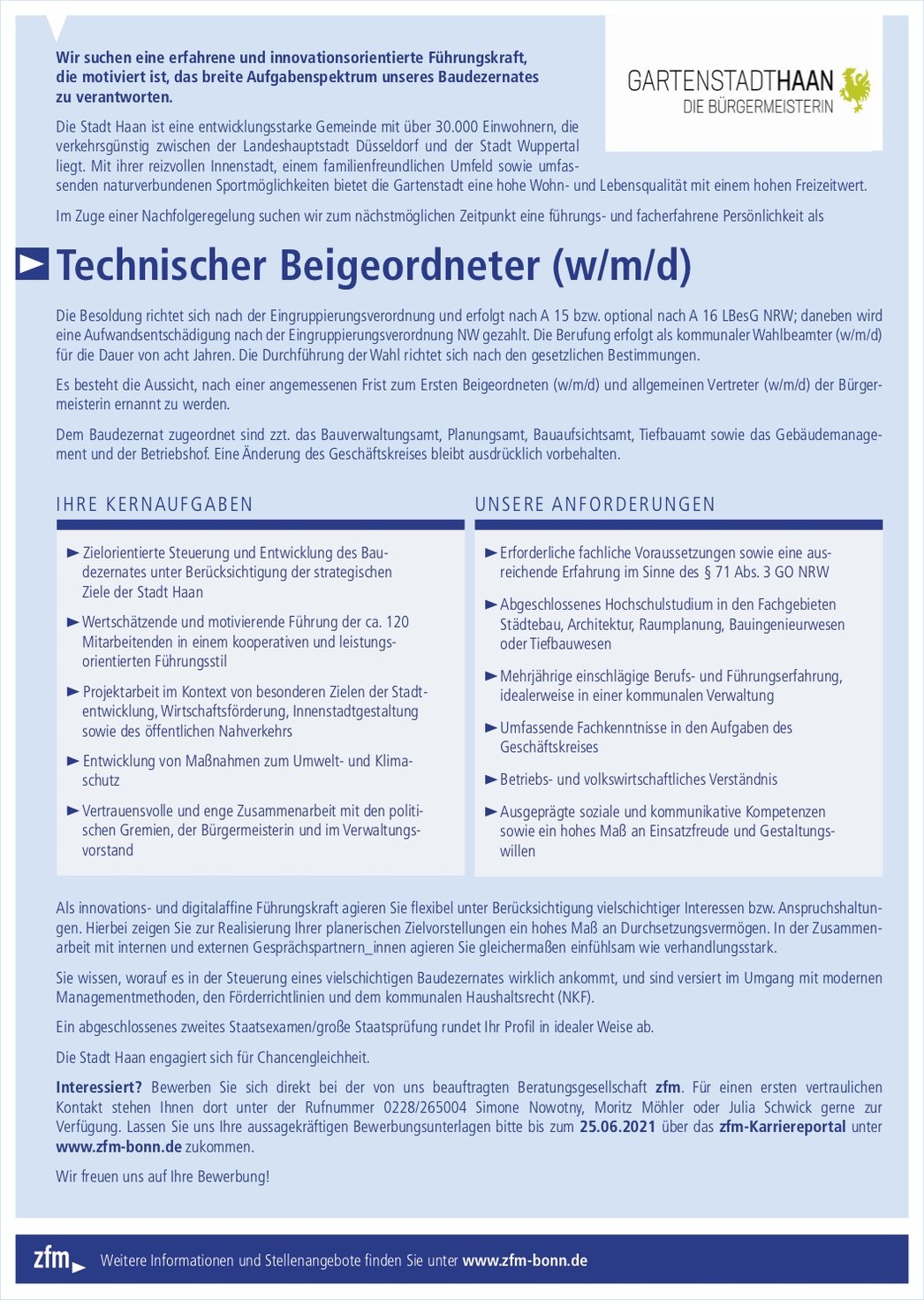 Technischer Beigeordneter (w/m/d) Technischer Beigeordneter (w/m/d)