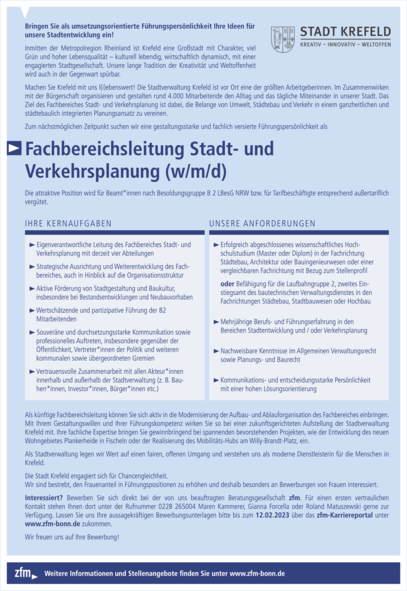 Fachbereichsleitung Stadt- und Verkehrsplanung (w/m/d) 
