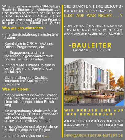 Bauleiter/Bauleiterin (M/W/D) für LP 6-8 gesucht